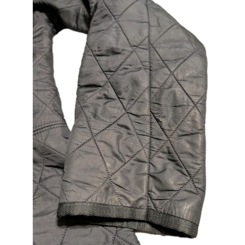 Barbour Quilted Jacket Womens US 10 Gray Fleece Lined Snap Zip Coat UK 14 - Picture 10 of 10